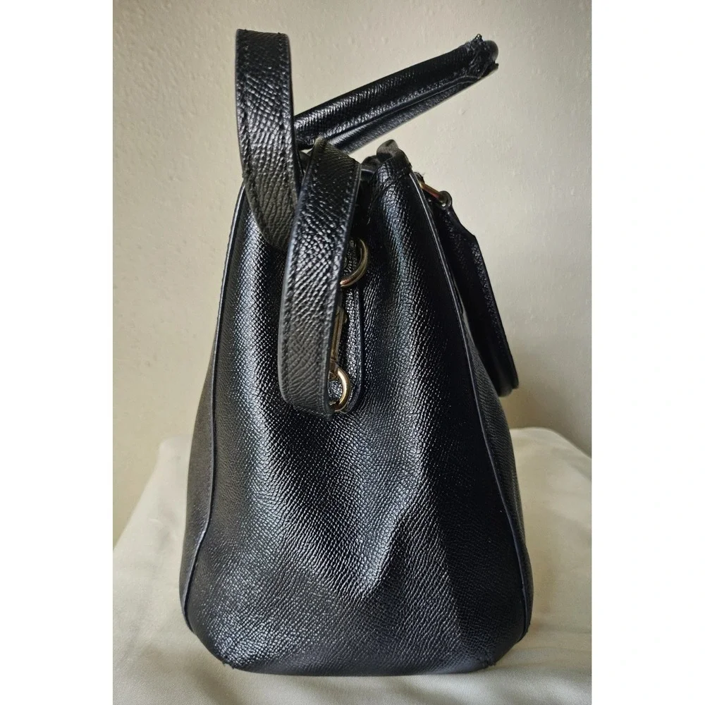 COACH Crossgrain‎ Leather Margot Carryall Purse/Satchel Black